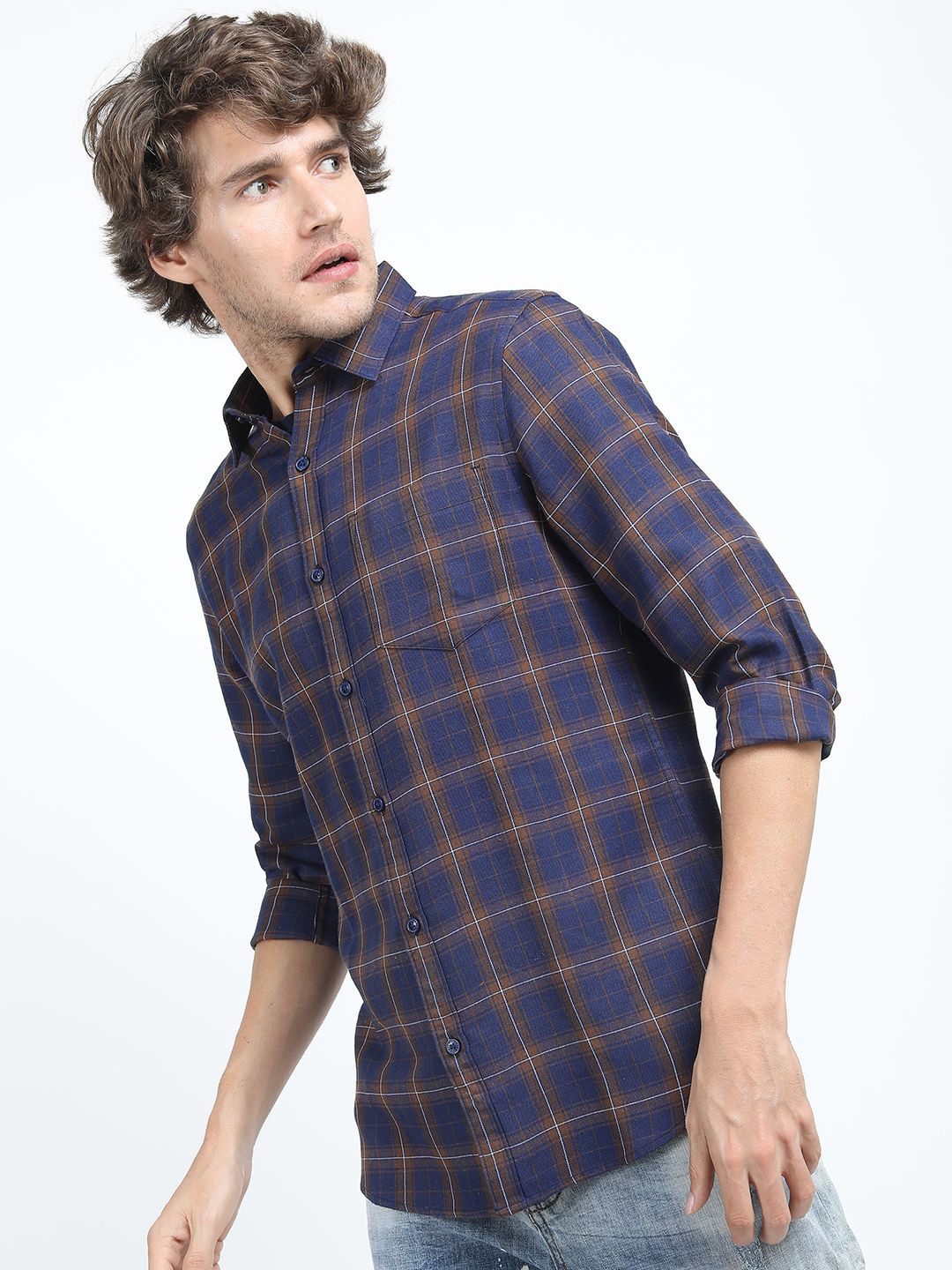 

Ketch Checked Casual Slim Fit Shirt, Navy blue
