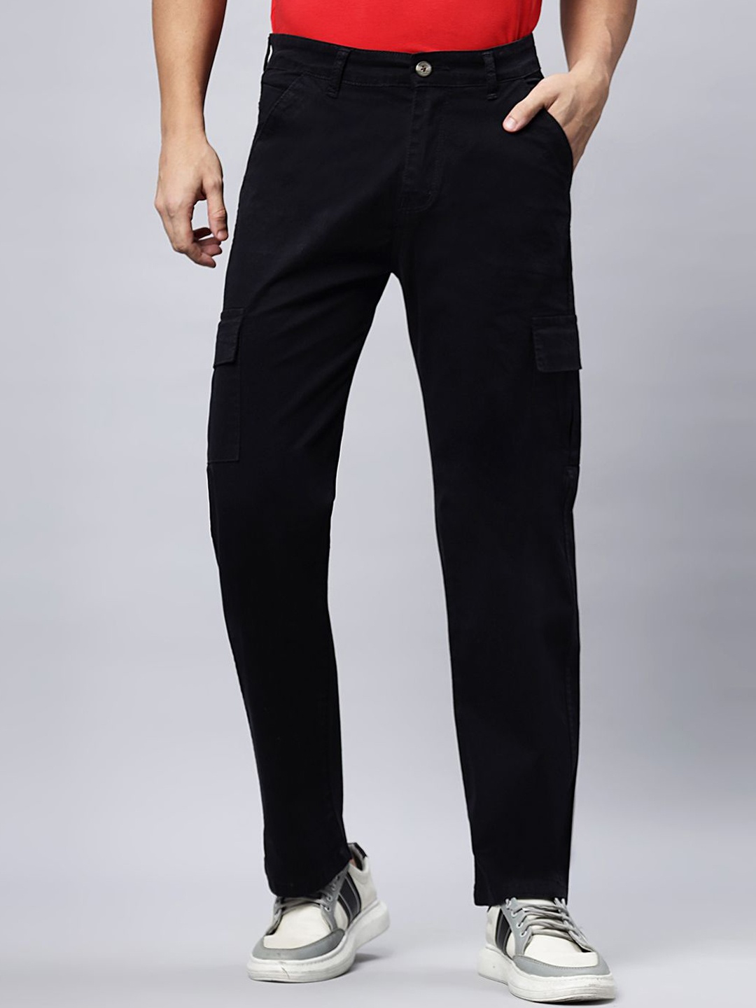 

Hence Men Loose Fit Cargo Trouser, Black