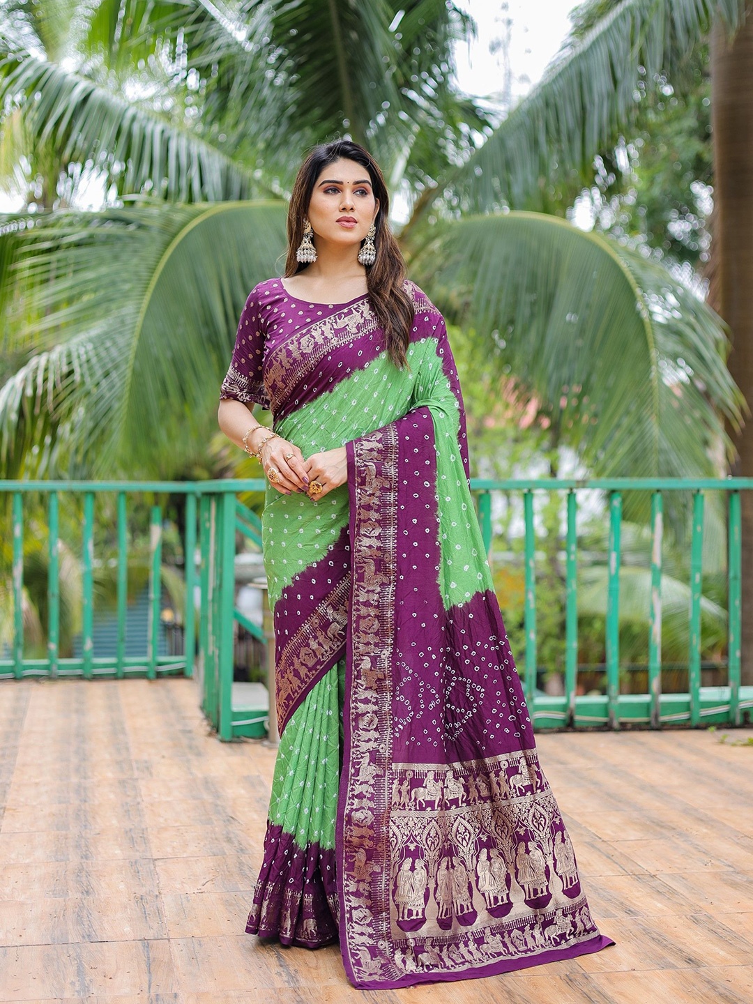 

Anaita Bandhani Pure Silk Bandhani Saree, Purple