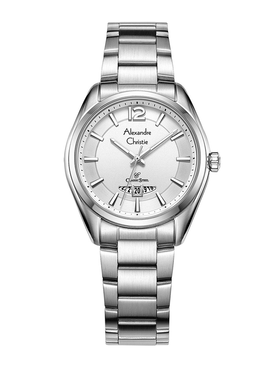 

Alexandre Christie Women Embellished Dial & Steel Bracelet Style Straps Analogue Watch, Silver