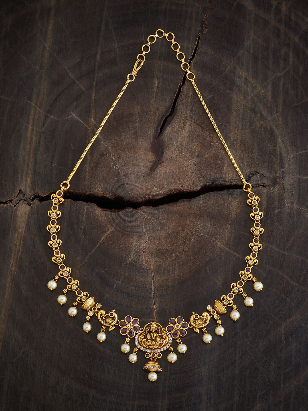 

Kushal's Fashion Jewellery Gold-Plated Stones Studded Antique Necklace