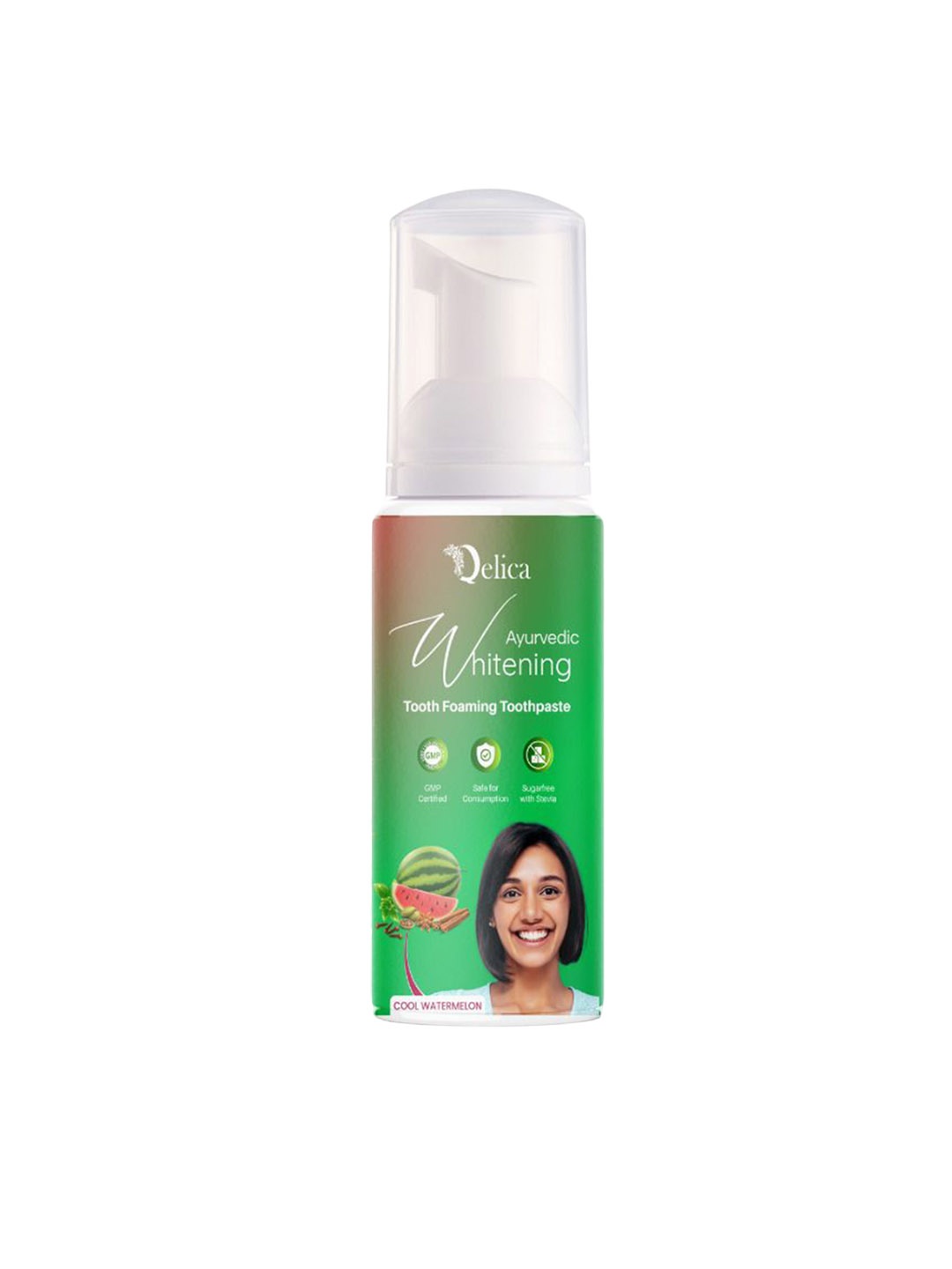 

Qelica Ayurvedic Teeth Whitening Foaming Tooth Paste - 60 ml - Cool Watermelon, Green