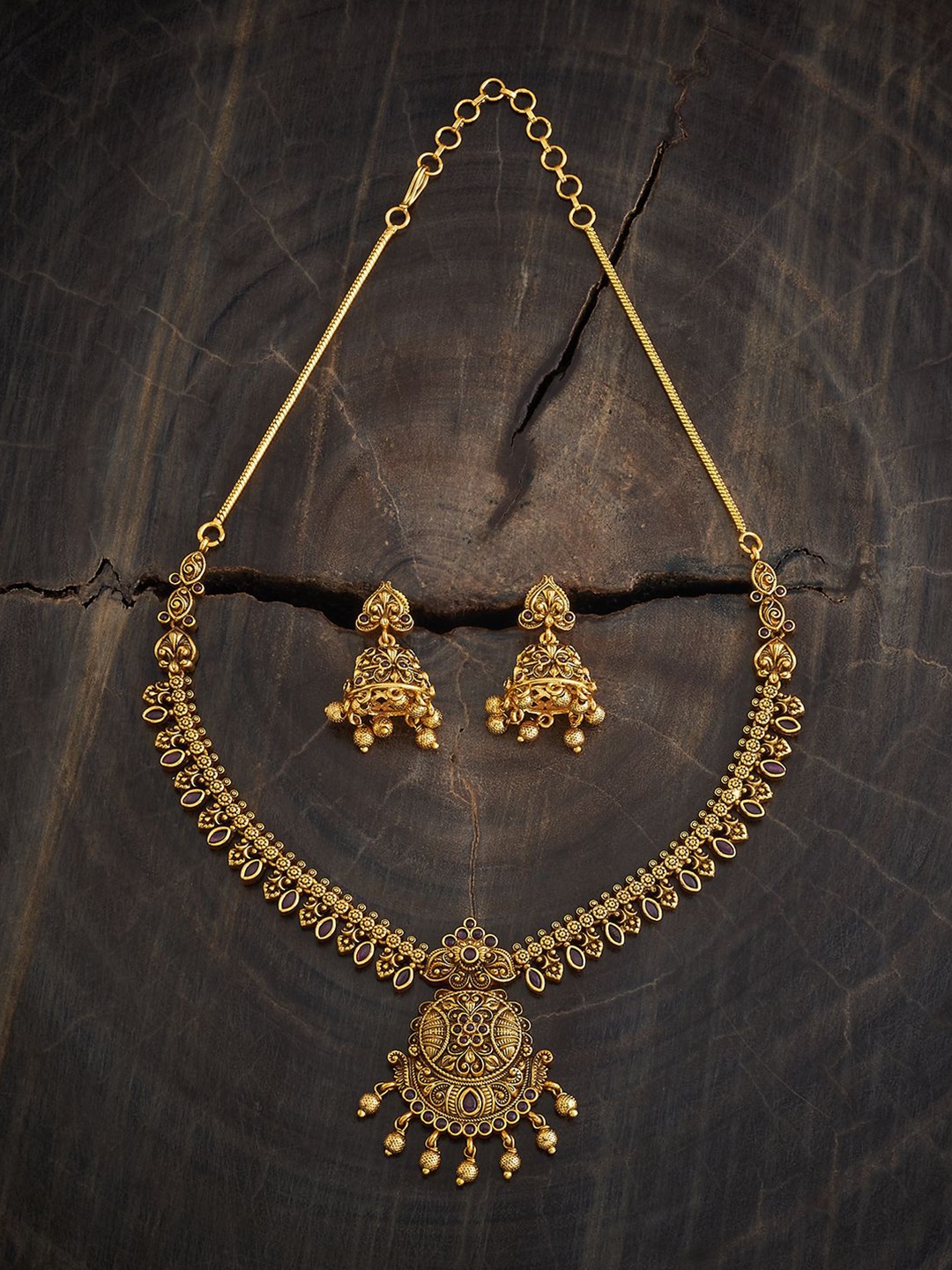 

Kushal's Fashion Jewellery Gold-Plated Stones-Studded Jewellery Set
