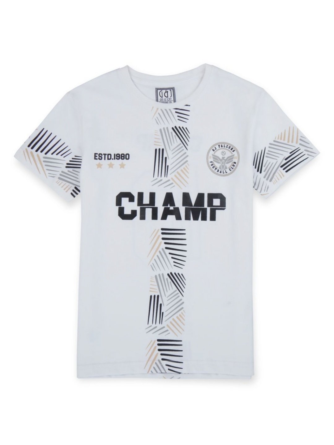 

Gini and Jony Boys Varsity Printed Round Neck Cotton T-shirt, White