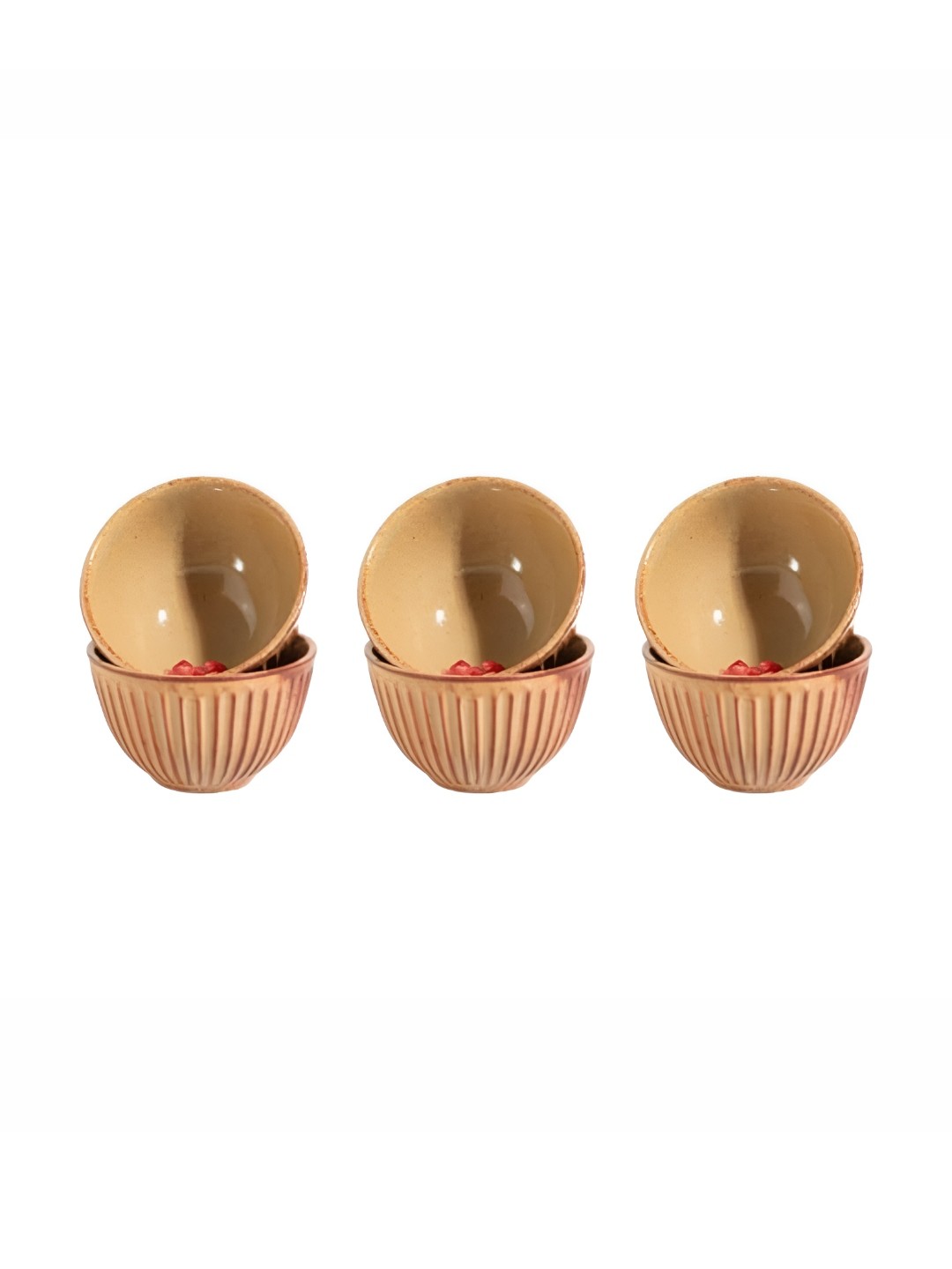 

AMALAFIEE CERAMICS Peach 6 Pieces Textured Ceramic Microwave Safe Matte Serving Bowls