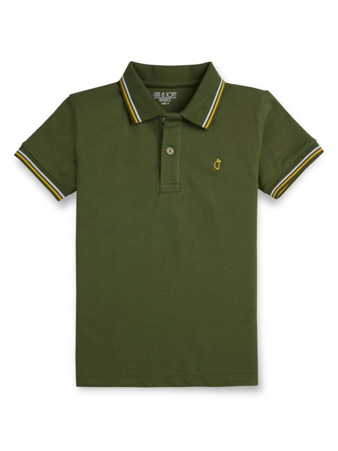 

Gini and Jony Boys Solid Polo Collar Cotton T-shirt, Olive