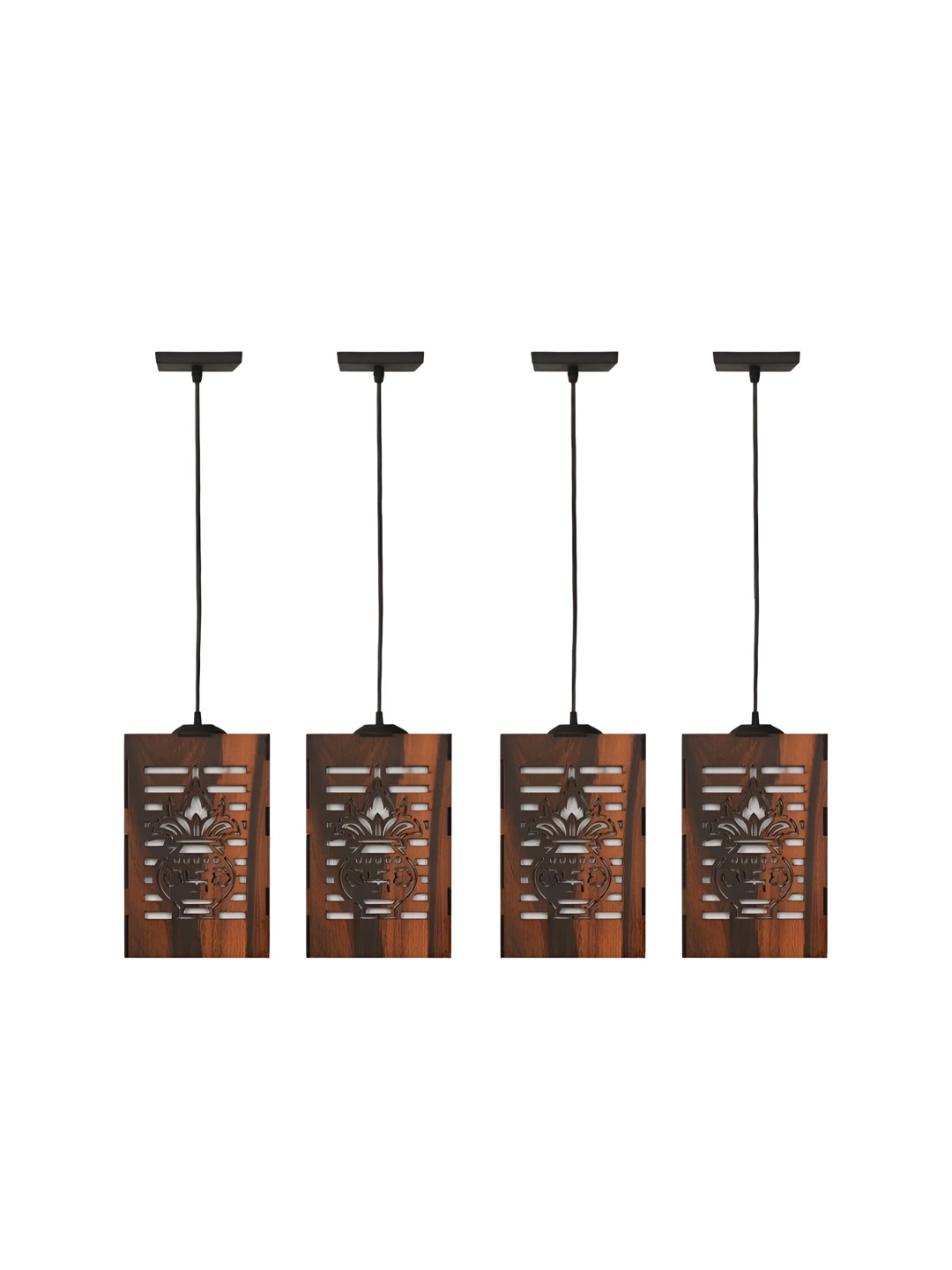 

Afast Black & Brown 4 Pieces Textured Traditional Wooden Rectangle Ceiling Lamp