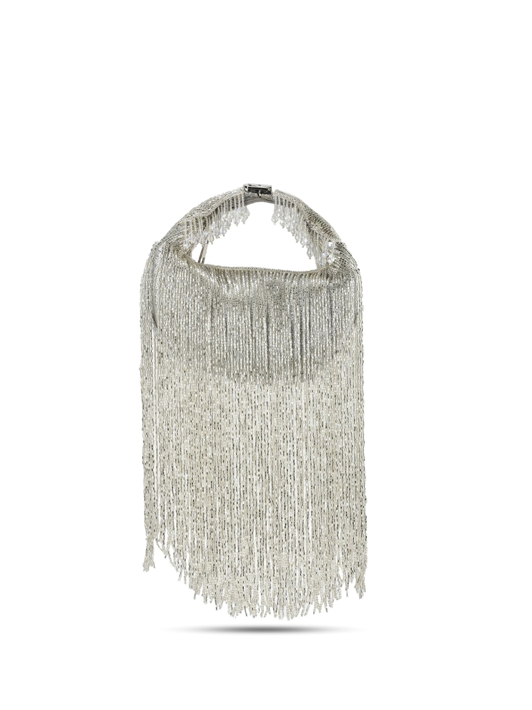 

Forever Noor Fringed Miniature Handheld Bag, Silver