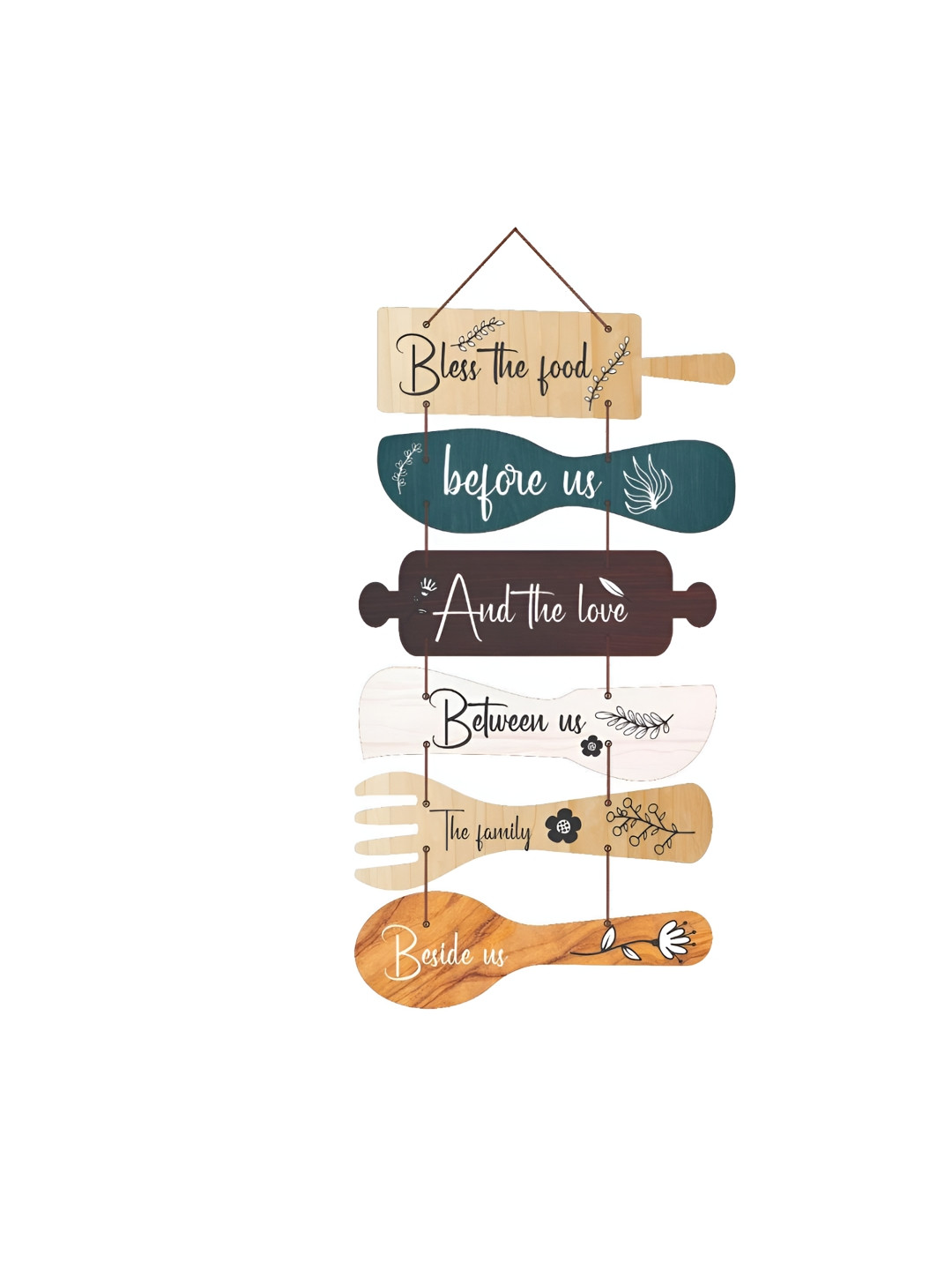 

CVANU Beige & Green Food Quote Printed Wooden Wall Hanging