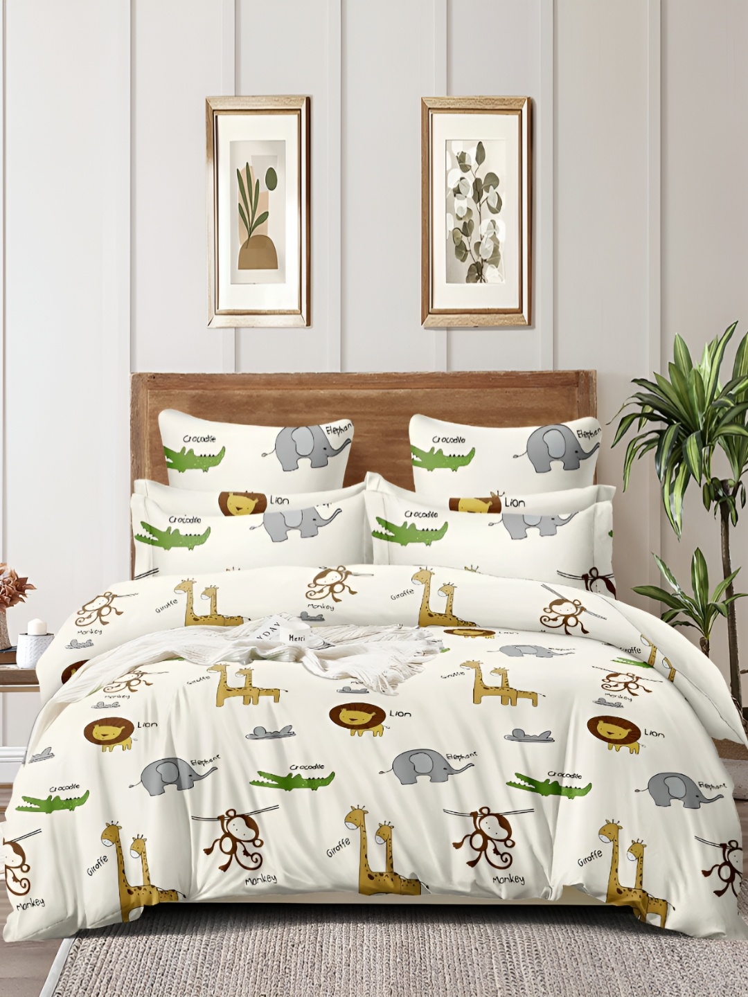 

MORADO White & Yellow Printed Single Bed Duvet Cover