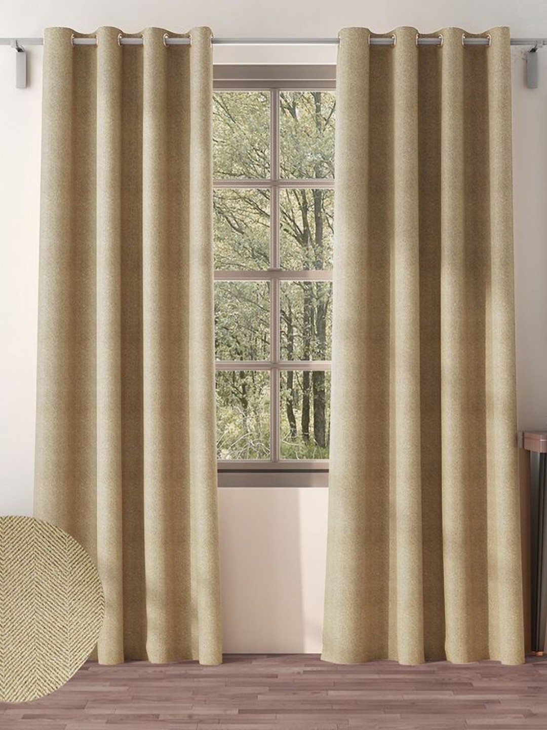 

Nefertiti Home Camel Brown 2 Pieces Black Out Door Curtain