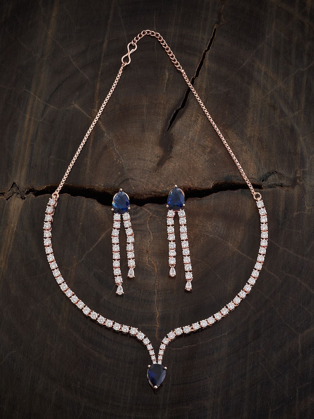 

Kushal's Fashion Jewellery Rose Gold-Plated Cubic Zirconia Studded Jewellery Set