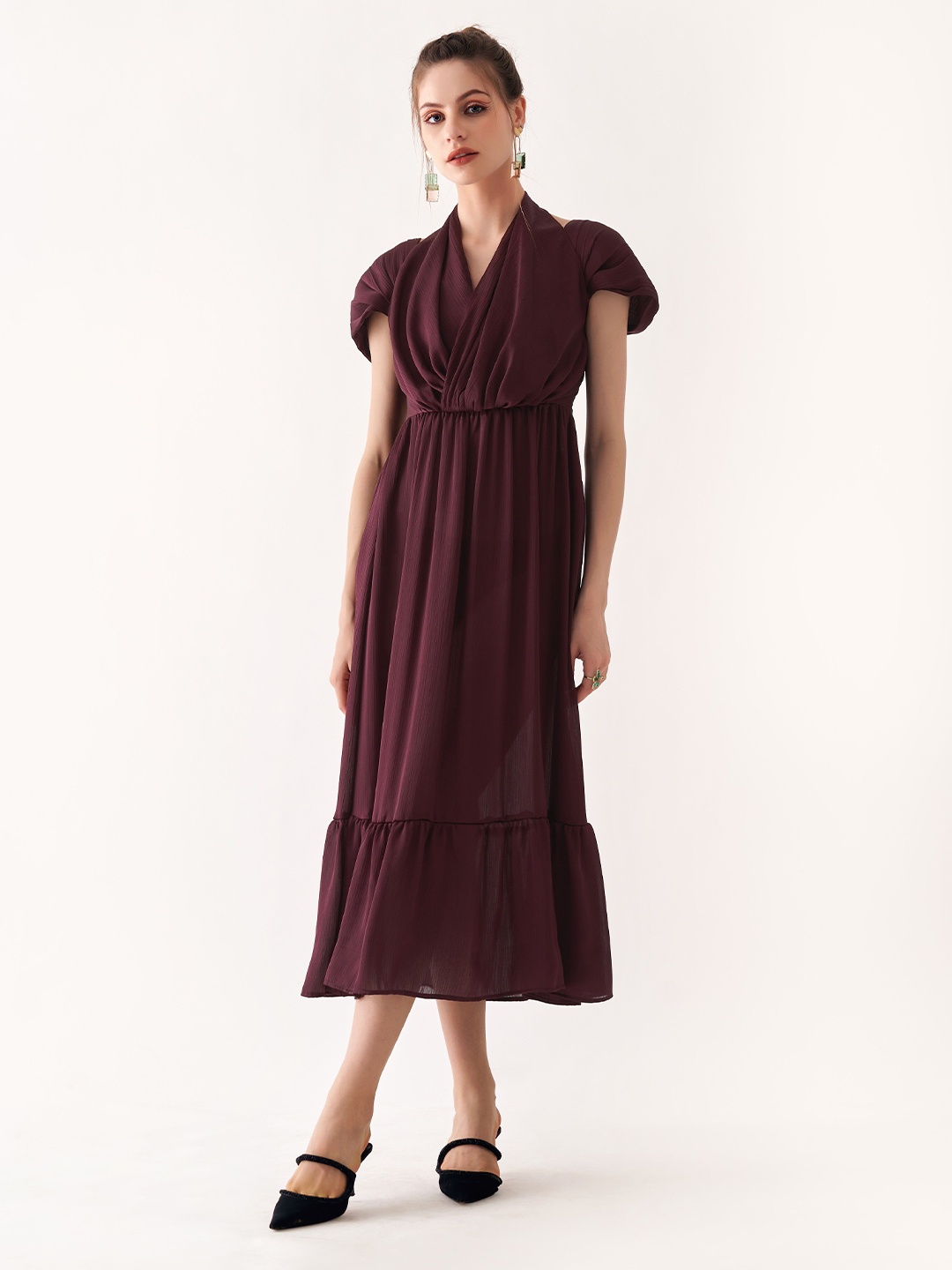 

BOONS n PERKKS Fit & Flare Maxi Dress, Maroon