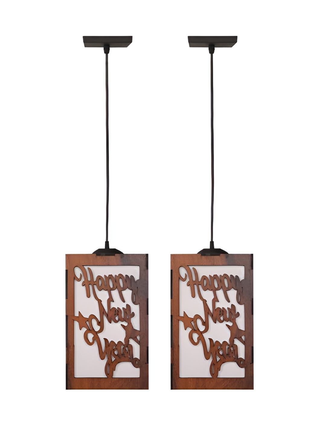

Afast Black & Brown 2 Pieces Textured Wooden Rectangle Ceiling Lamp