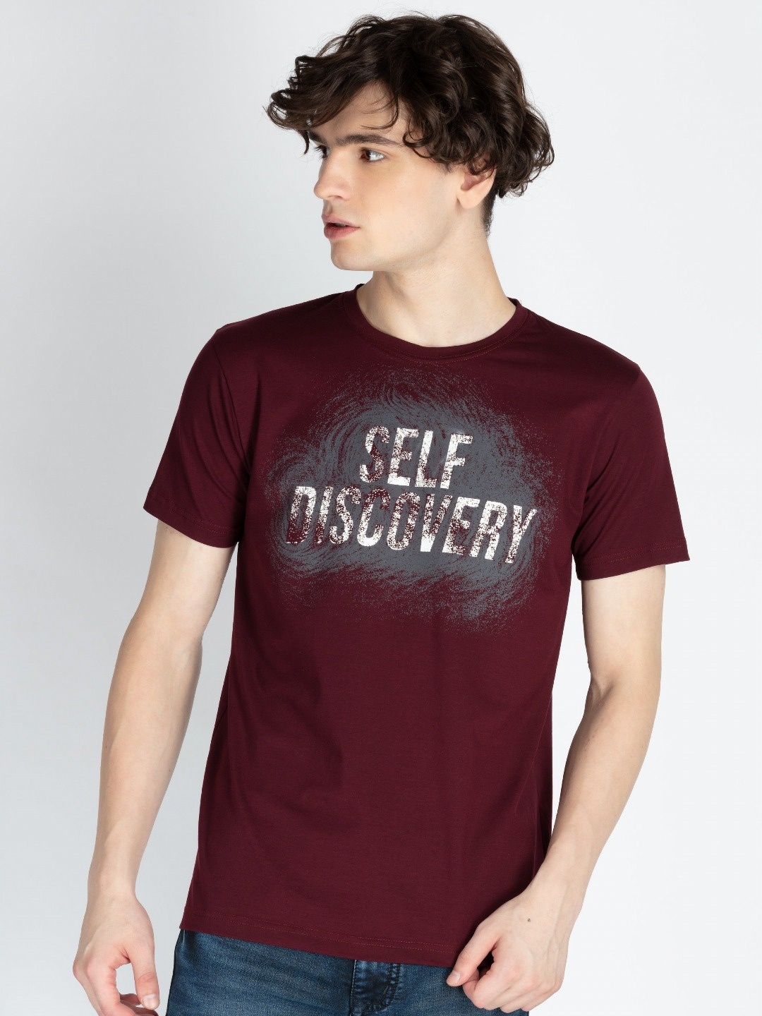 

Status Quo Men Typography Printed Round Neck Cotton T-shirt, Maroon