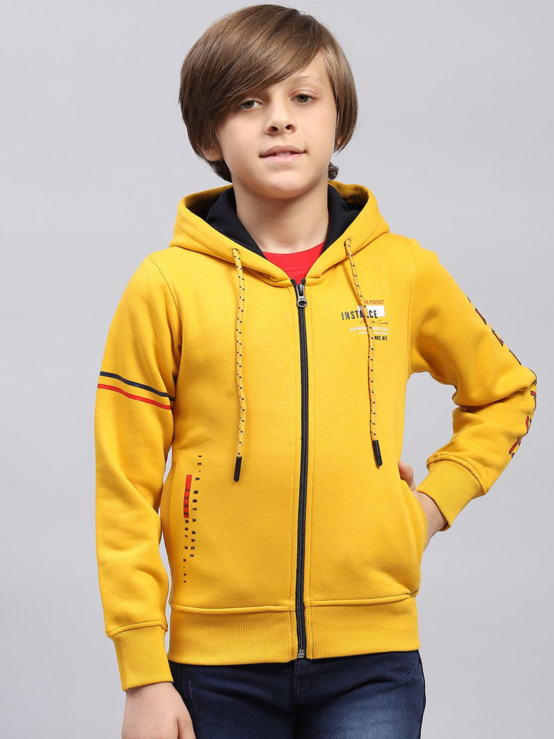 

Monte Carlo Boys Printed Hooded Sweatshirt, Mustard