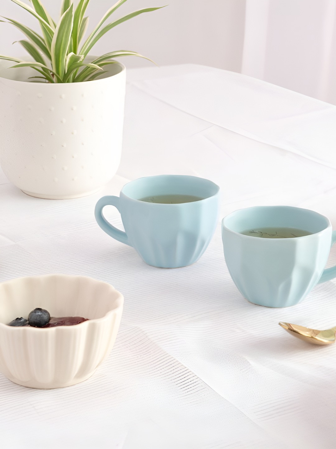 

haus & kinder Green 2 Pieces Ceramic Matte Cups 320 ml, Blue