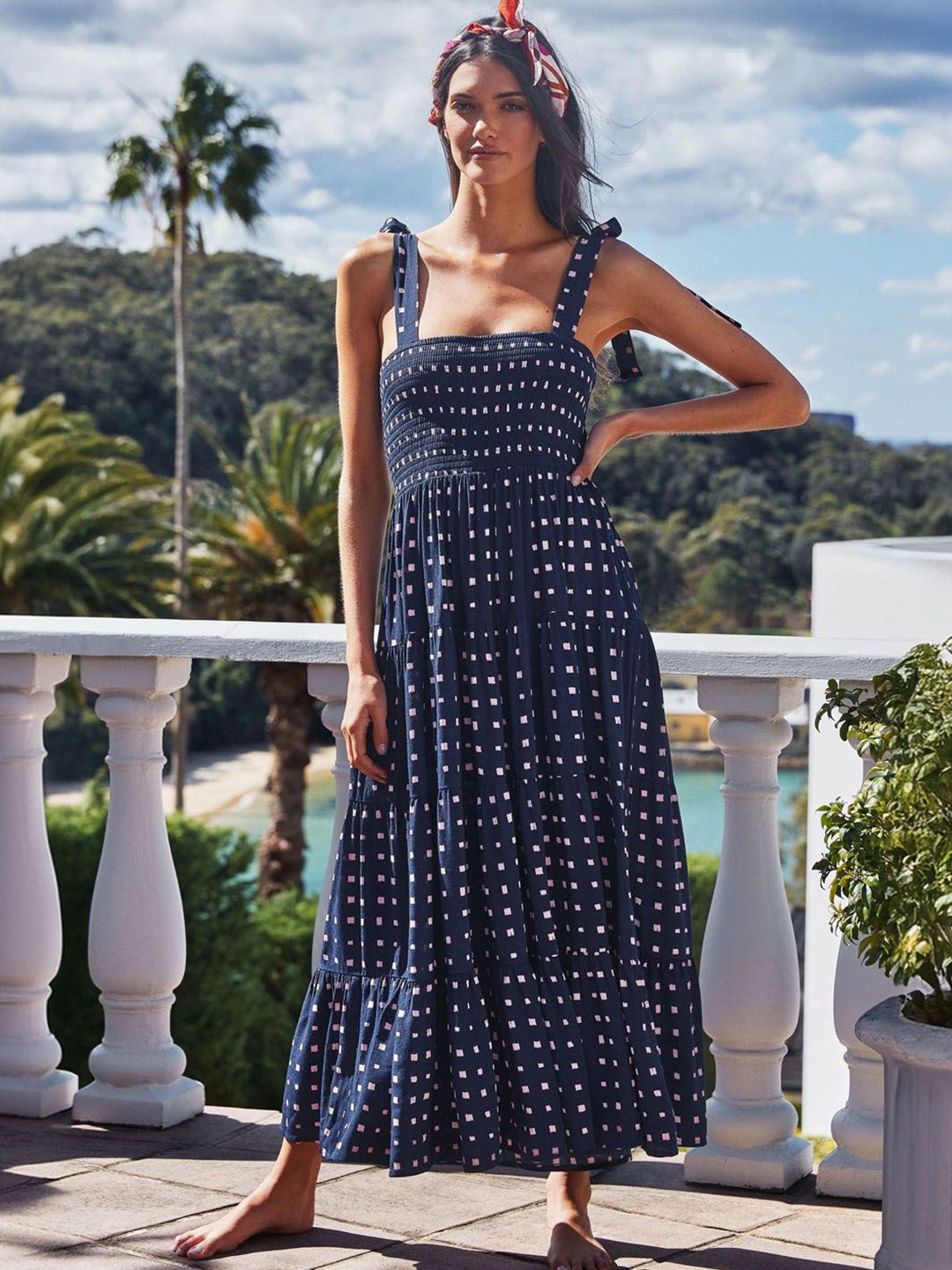 

StyleCast Print Chiffon Maxi Dress, Navy blue