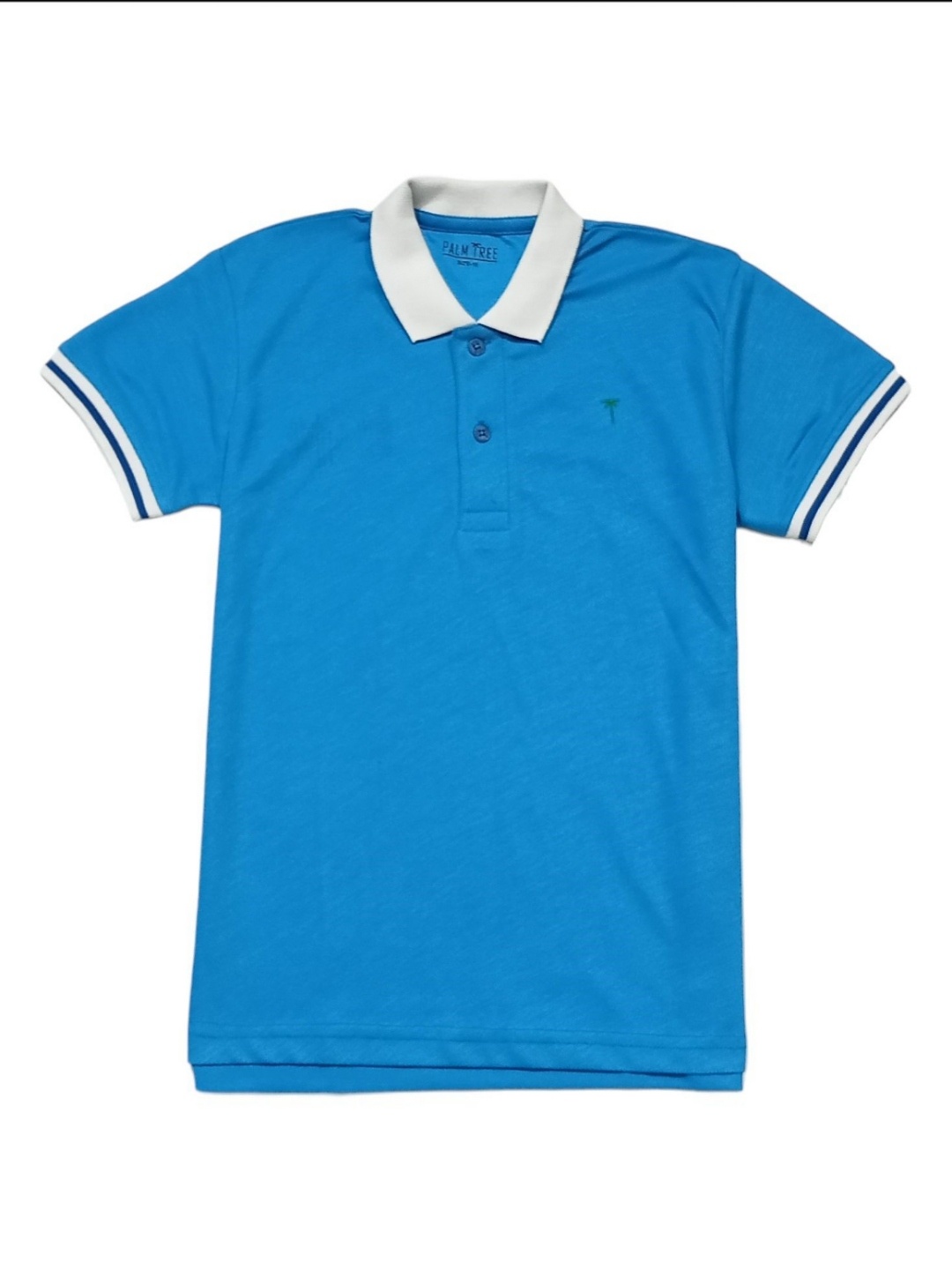 

Palm Tree Boys Solid Polo Collar Cotton T-shirt, Blue