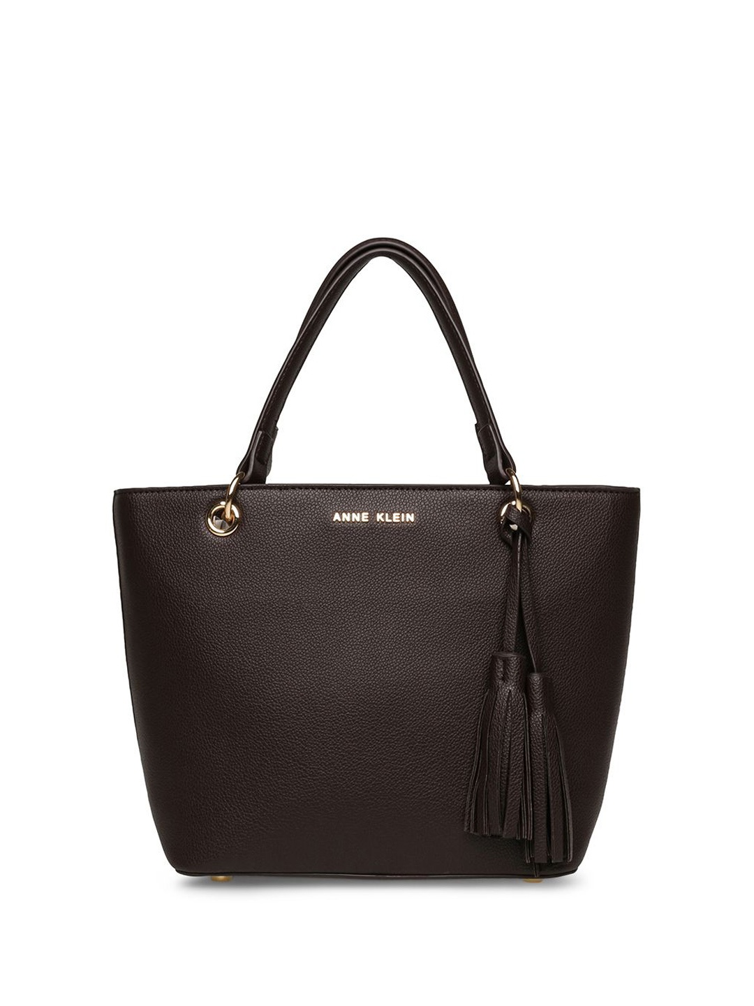 

ANNE KLEIN Structured Handheld Bag with Tasselled, Coffee brown