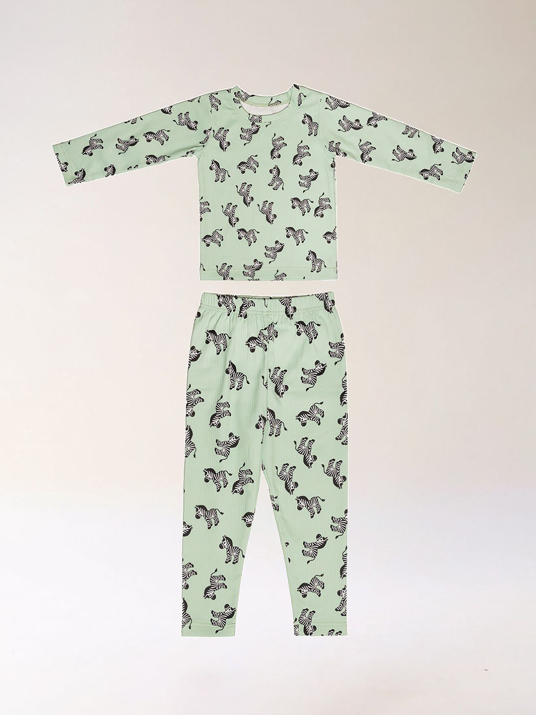 

BAESD Kids Printed Round Neck T-shirt With Trousers, Green