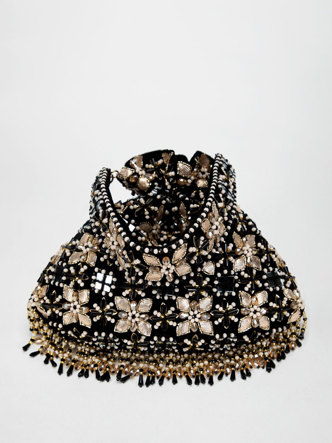 

EENA Embroidered Potli Clutch, Black