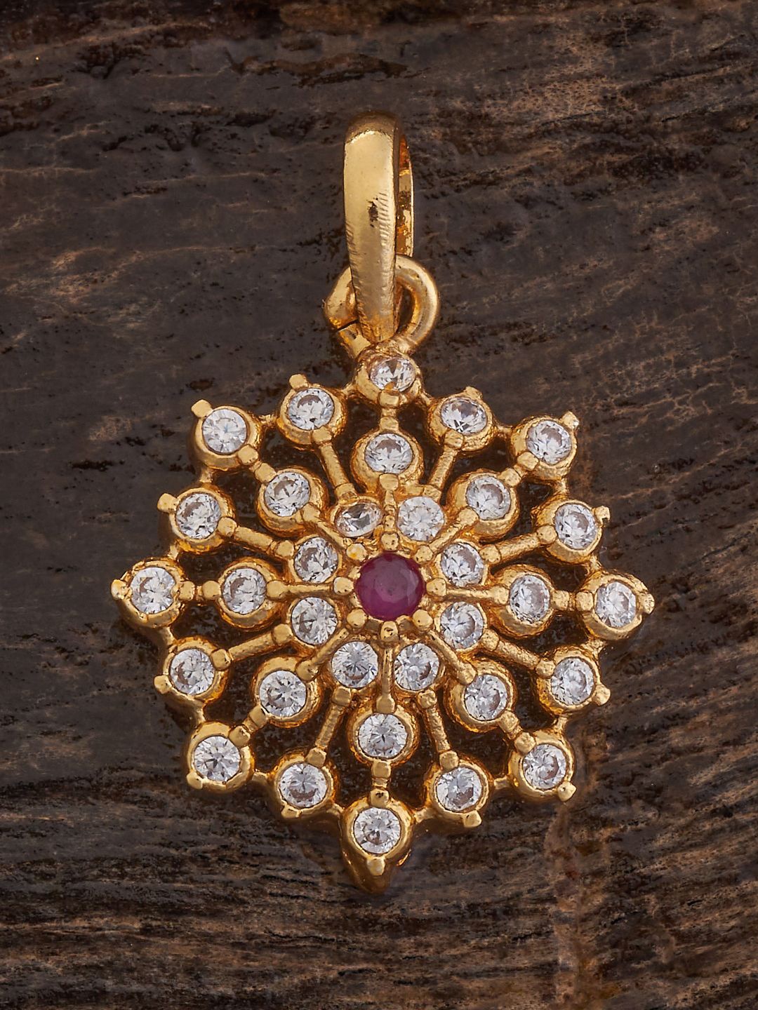 

Kushal's Fashion Jewellery 92.5 Pure Silver Gold-Plated Floral Pendant