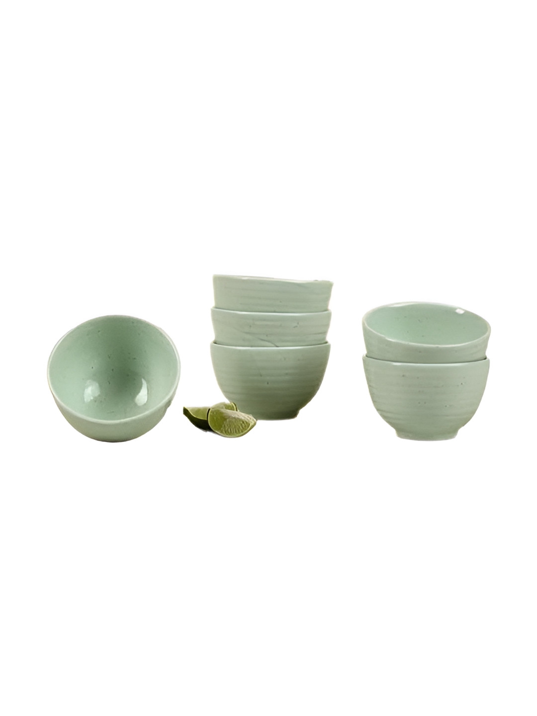 

AMALAFIEE CERAMICS Green 2 Pieces Textured Ceramic Matte Microwave Safe Serving Bowls