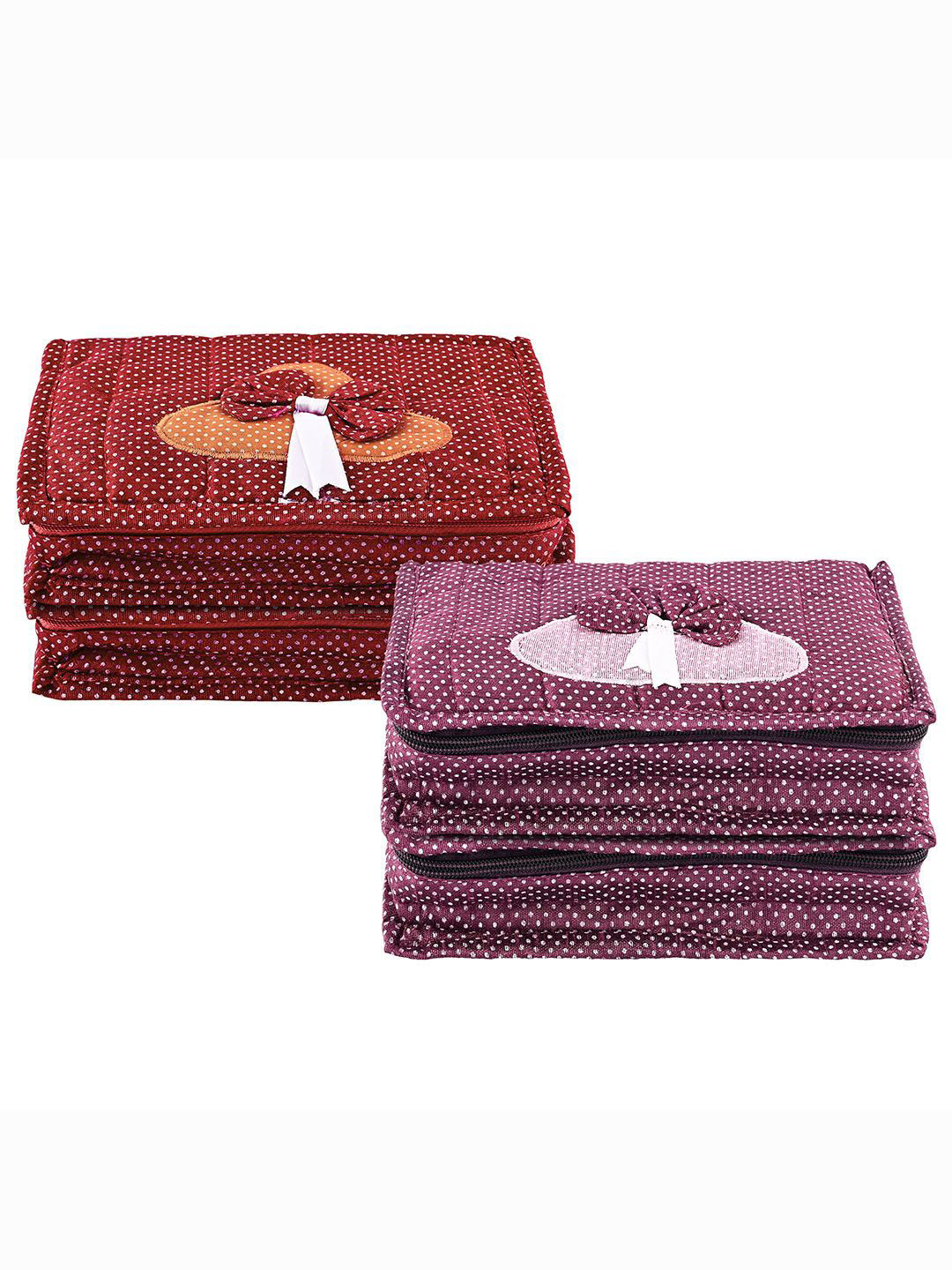 

Kuber Industries Maroon & Purple 4 Pieces Printed Wardrobe Jewellery Organisers