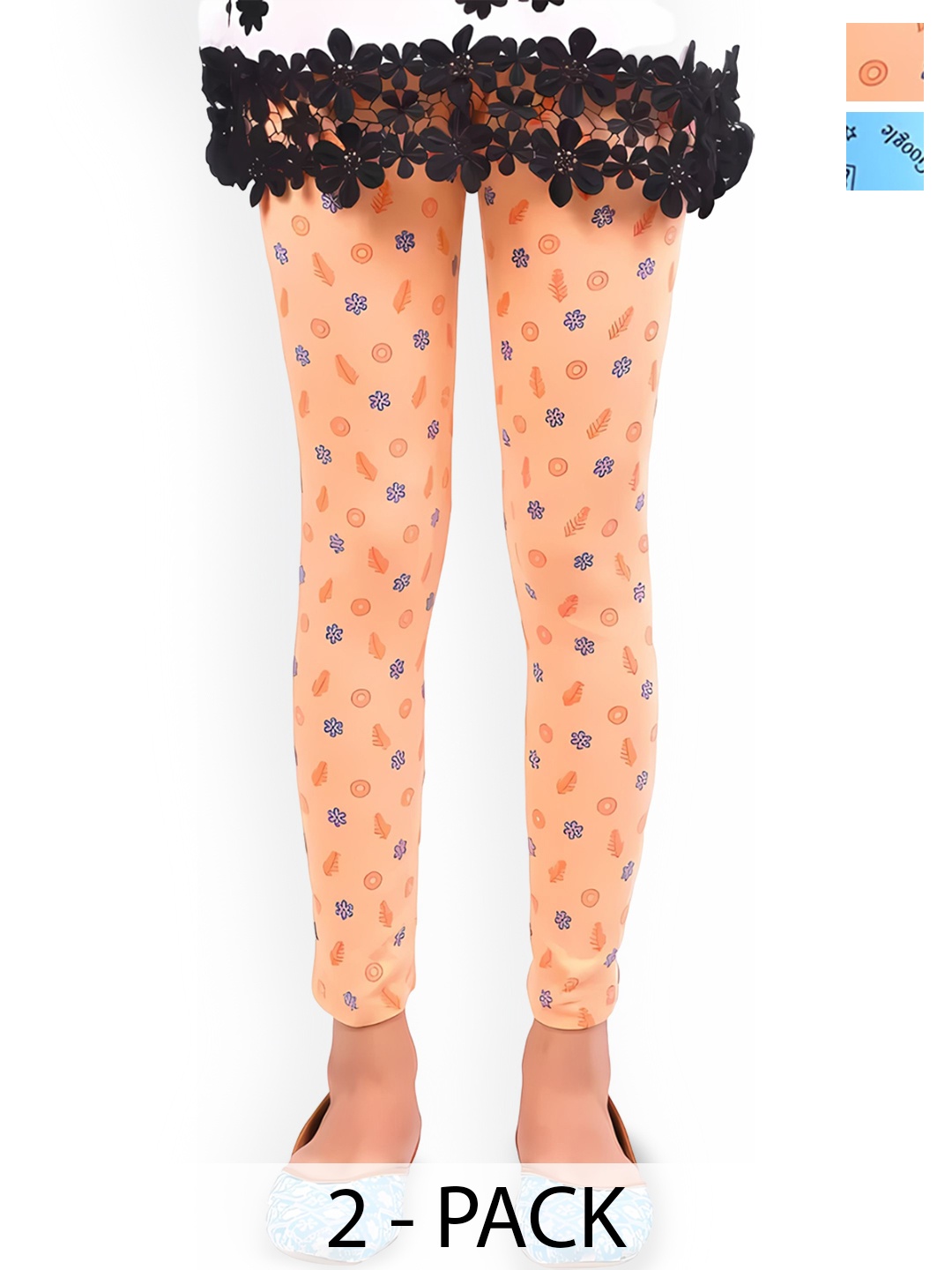 

BAESD Girls Pack Of 2 Printed Ankle-Length Leggings, Blue