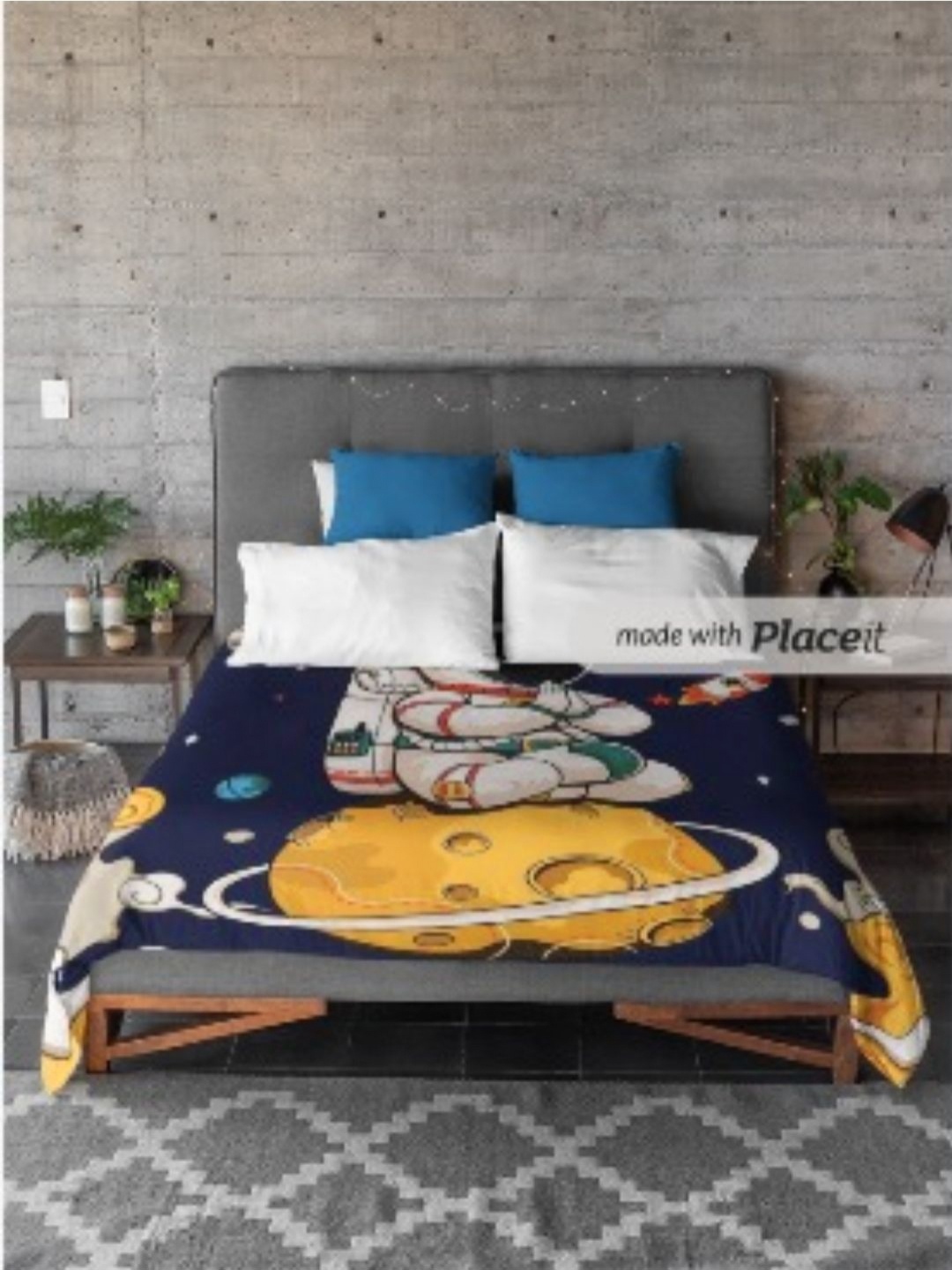 

NEW COMERS Navy Blue Printed 210 GSM Mild Winter Reversible Single Bed Comforter