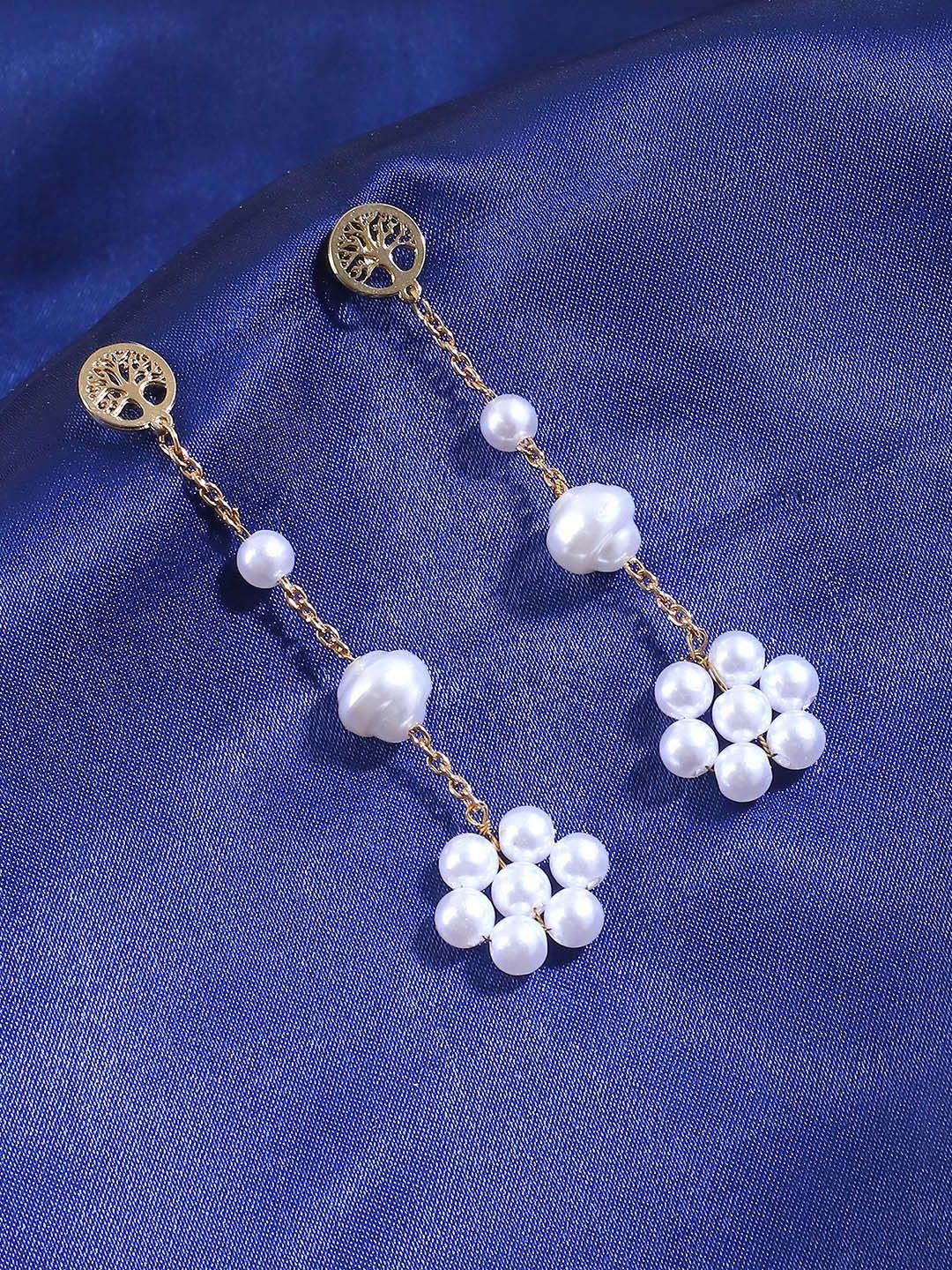 

ELLE Gold Plated Pearls Drop Earrings