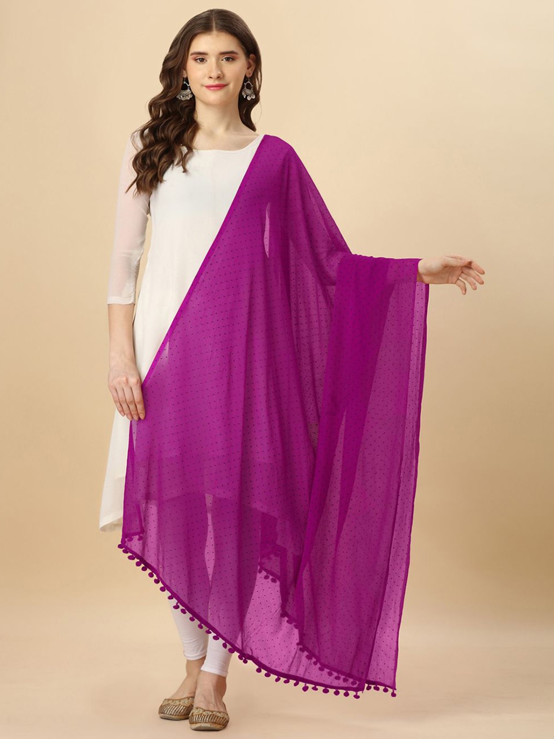 

Suha Polka Dot Printed Dupatta, Purple