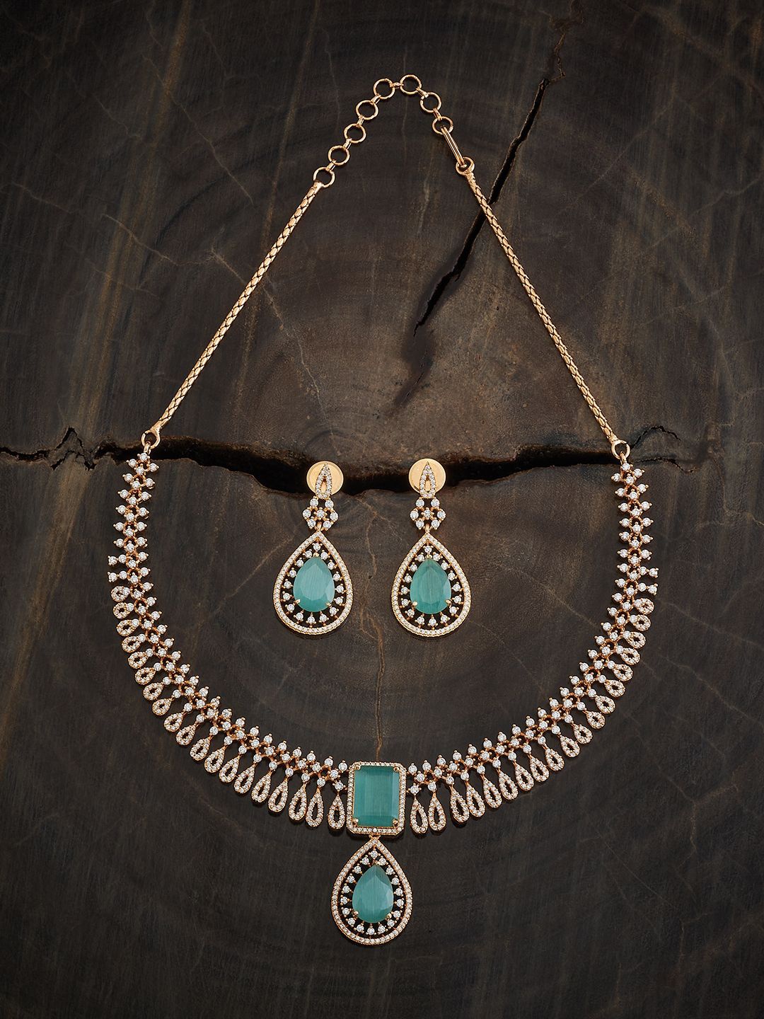 

Kushal's Fashion Jewellery Gold-Plated Cubic Zirconia Studded Jewellery Set
