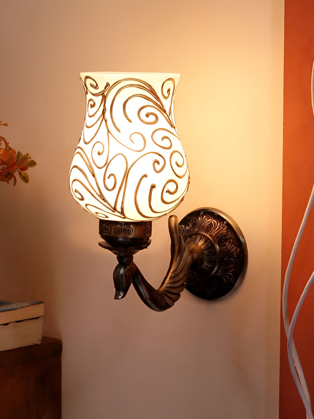 

Devansh Gold-Toned & White Textured Metal Glass Contemporary Bell Shaped Wall Lamp