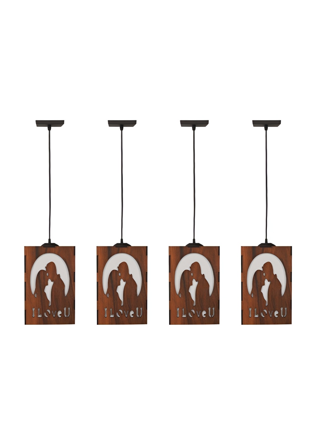 

Afast Black & Brown 4 Pieces Textured Wooden Rectangle Ceiling Lamp
