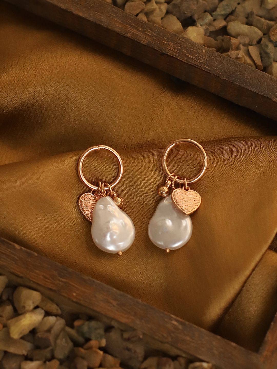 

ELLE Gold-Plated Artificial Beaded Contemporary Drop Earrings