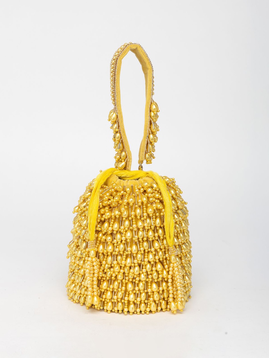 

EENA Embroidered Potli Clutch, Yellow