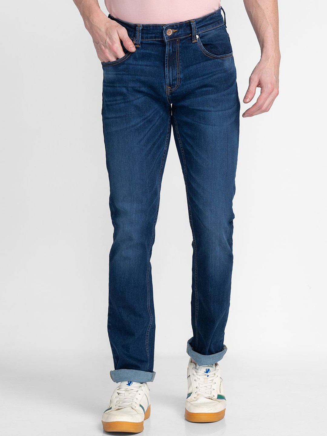 

SPYKAR Men Solid Regular Fit Low Rise Jeans, Blue