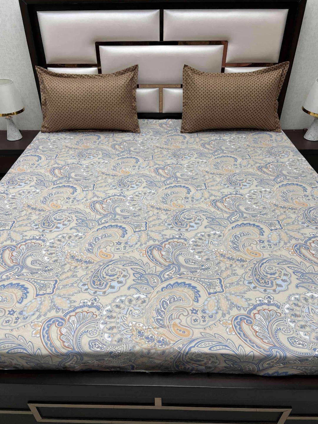 

Pure Decor Manor Brown Ethnic Motifs Microfiber 300 TC King Bedsheet & 2 Pillow Covers