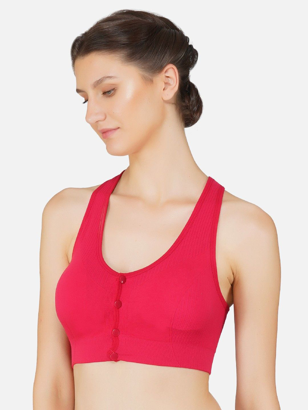 

Poftik Bra Full Coverage Lightly Front Open Cotton Padded, Red