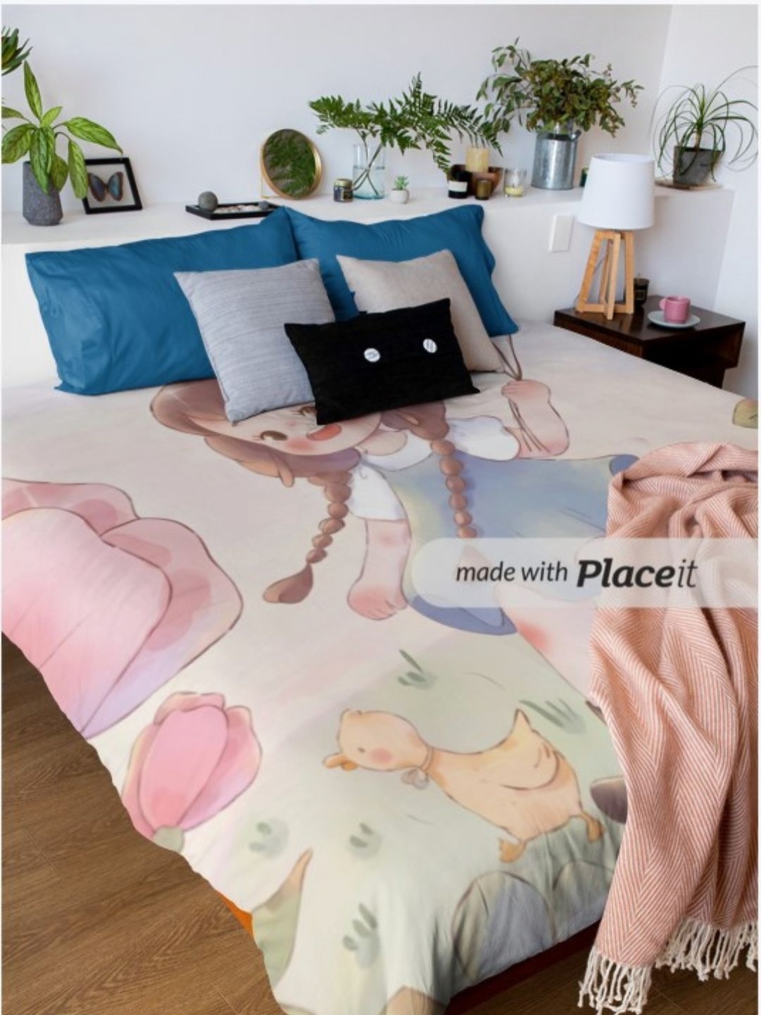 

NEW COMERS Pink & Blue Cartoon Characters 210 GSM Reversible Single Bed Comforter