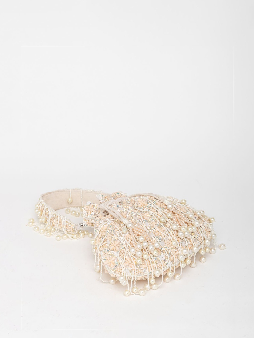 

EENA Embroidered Potli Clutch, Beige