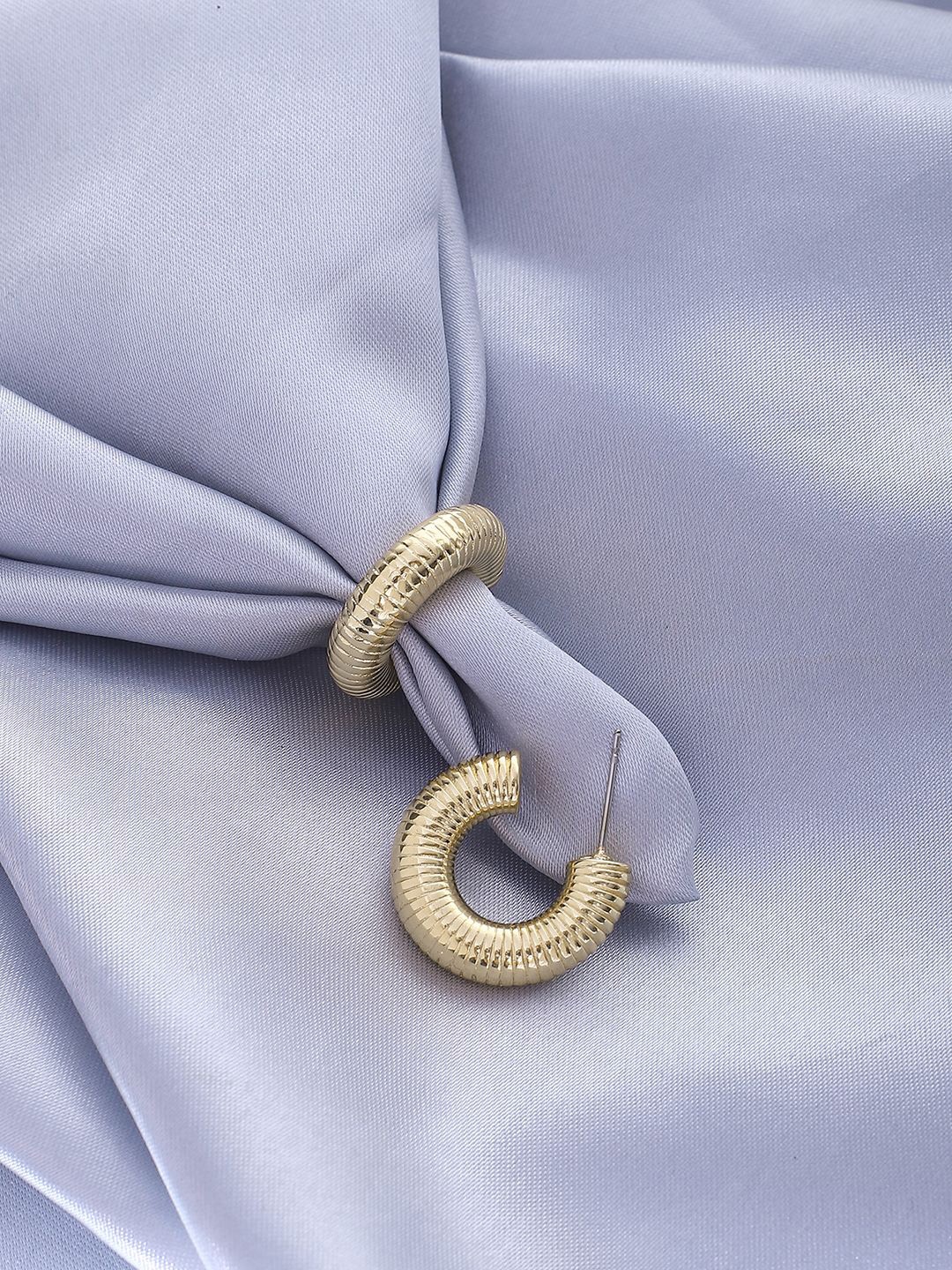 

ELLE Gold Plated Contemporary Half Hoop Earrings