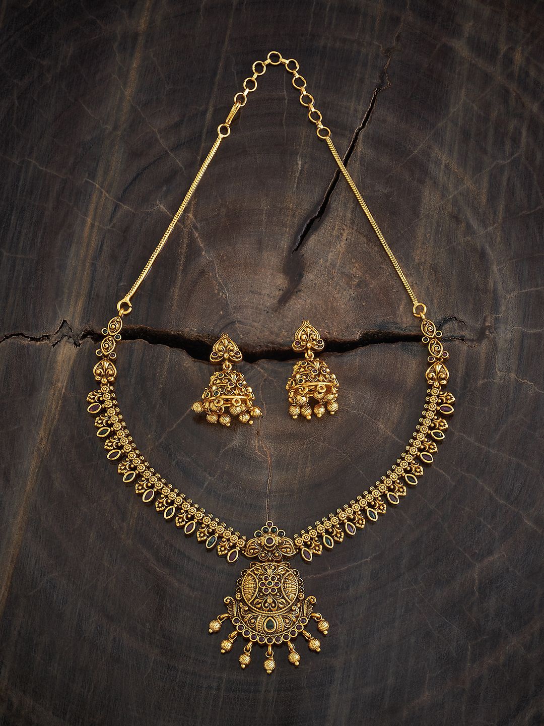 

Kushal's Fashion Jewellery Gold-Plated Stone Studded Jewellery Set