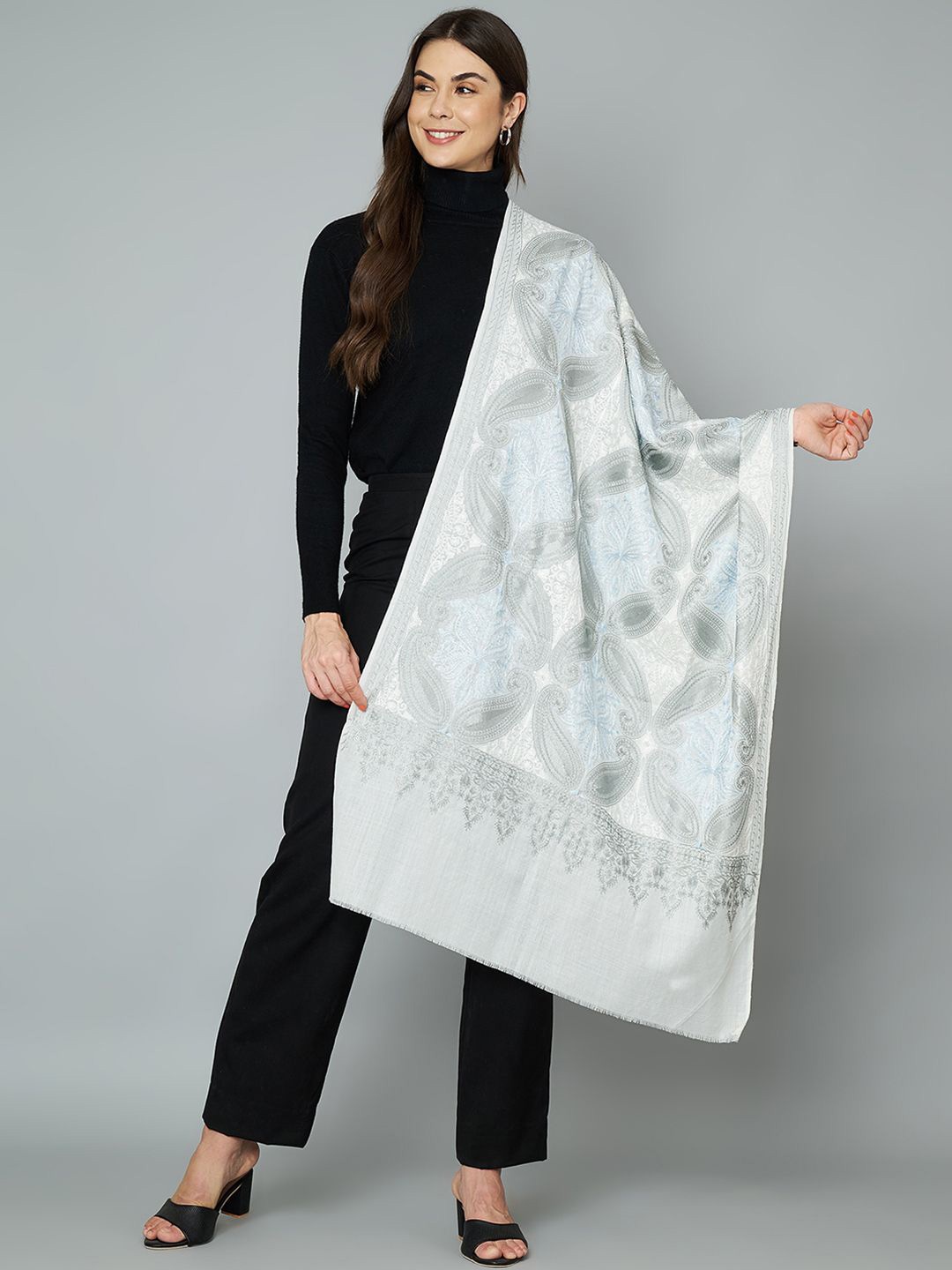 

MUFFLY Women Embroidered Stole, White