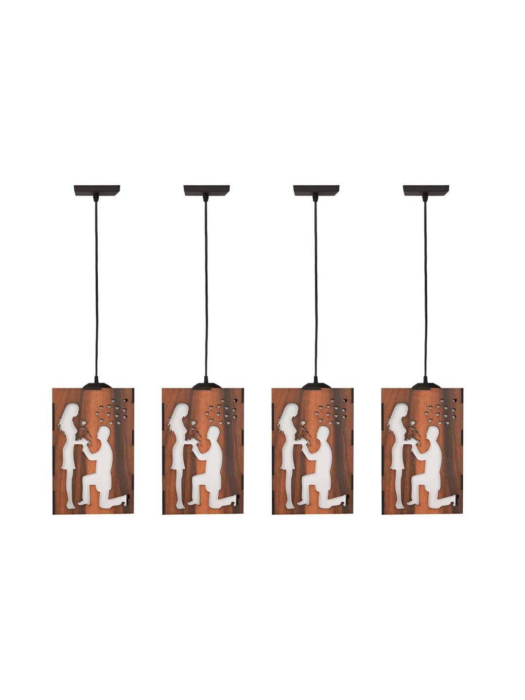 

Afast Black & Brown 4 Pieces Textured Wooden Rectangle Ceiling Lamp