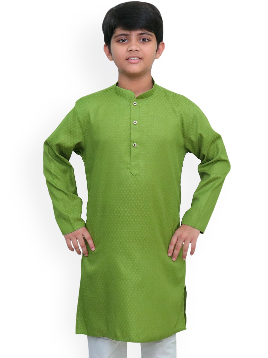 

BAESD Boys Thread Work Dobby Kurta, Olive