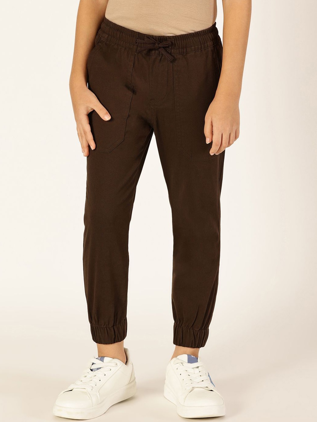 

French Connection Boys Smart Easy Wash Mid-Rise Joggers Trousers, Coffee brown