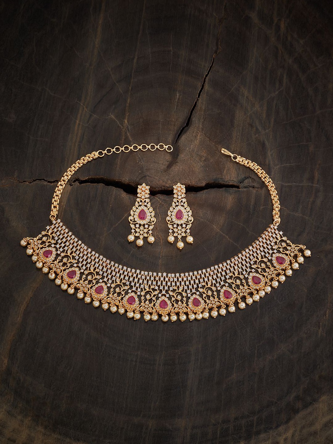 

Kushal's Fashion Jewellery Gold-Plated CZ-Studded Jewellery Set